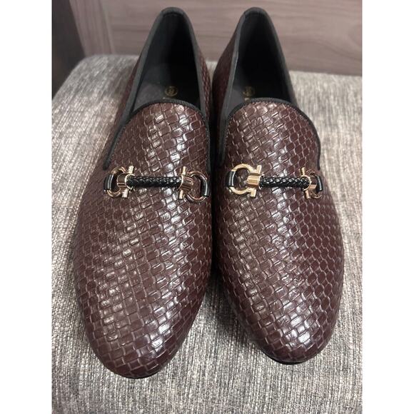 Harpelunde Men Handmade Dress Shoes Buckle Strap Woven Leather Loafers 8.5 - Picture 10 of 10